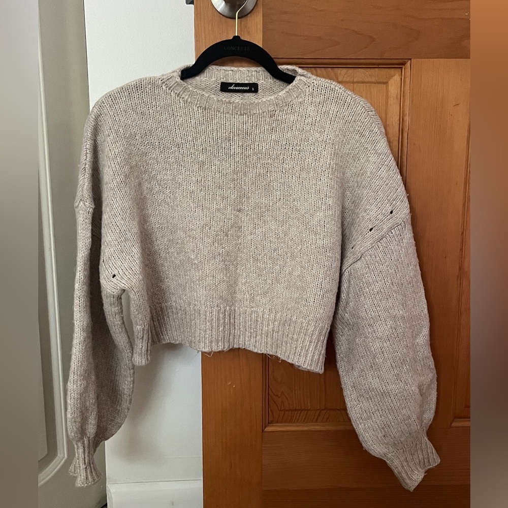 Olivaceous Cream Cropped Sweater